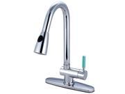 Kingston Brass GS8891DGL Green Eden Single Lever Handle Kitchen Faucet with Pull down Sprayer Chrome