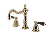 Kingston Brass Heritage Onyx Widespread Lavatory Faucet With Black Porcelain Lev