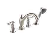 Delta T4794 SS Linden 2 Handle Roman Tub Faucet with Handshower in Stainless