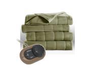 Sunbeam King Size Quilted Fleece Electric Heated Blanket Ivy Green