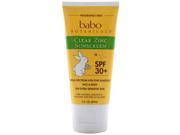 Babo Botanicals Sunscreen Clear Zinc Unscented SPF 30 3 oz