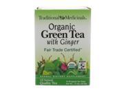 Traditional Medicinals Organic Fair Trade Certified Green Tea with Ginger Herbal Tea 16 Count Wrapped Tea Bags Pack of 6