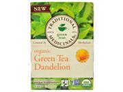 Traditional Medicinals Tea Organic Green Tea Dandeln 16 ct 1 Case Pack of 6
