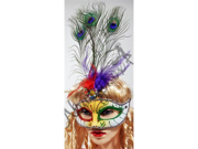Green Red Carnival Mardi Gras Feather Mask