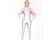 Gray Scoop Neck Sleeveless Shiny Spandex Aerobic Yoga Active Wear Dance Unitard Bodysuit