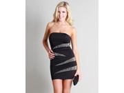 Black Embellished Strapless Tube Dress