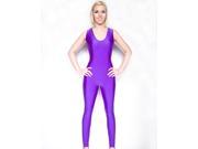 Purple Scoop Neck Sleeveless Shiny Spandex Aerobic Yoga Active Wear Dance Unitard Bodysuit