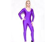 Purple Shiny Spandex Scoop Neck Long Sleeve Unitard Dancewear Bodysuit