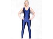 Navy Blue Scoop Neck Sleeveless Shiny Spandex Aerobic Yoga Active Wear Dance Unitard Bodysuit