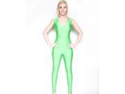 Neon Green Scoop Neck Sleeveless Shiny Spandex Aerobic Yoga Active Wear Dance Unitard Bodysuit