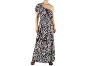 Brown Leopard One Shoulder Maxi Dress