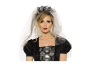 Day Of The Dead Mantia Adult Grey Gothic Headband With Veil