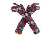 Day Of The Dead Sugar Skull Rose Long Adult Costume Gloves