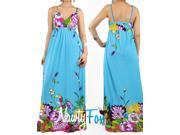 Turquoise Floral Summer Maxi Dress