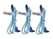 Aleratec SATA III 3 Cable 6gb Transparent Blue Straight with Clip to Angle 20 Inches. 3 Pack Combo