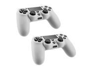 For Sony PS4 Playstation Game Controller White Frost Silicone Gel Case Cover 2 Pack