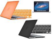 Macbook Bundle Pack 2pcs Black Orange Rubberized Matte Frosted Hard Shell Case with Screen Film Protector for Mac Book Pro 15 15.4 A1398 Retina