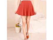 Hot Women Candy Color Stretch Waist Plain Skater Flared Pleated Mini Skirt Warm Red