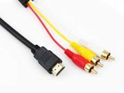 1080P HDMI Male to 3RCA Audio Video AV Output Transmit Cable Cord Adapter 5 FT Black