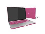 3 pcs Combo Kit For Macbook Pro 13 A1278 Rubber Coated Light Pink Hard Shell Case Soft Silicone Keyboard Cover Screen Protector With Cleaning Cloth