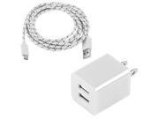 Micro USB Sync Charge Cable 2A 1A Dual USB Port Adapter AC Wall Charger for Samsung Galaxy S2 S3 S4 Tab 3 7 8 10 HTC Nokia WHITE