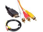 1.5M 5Ft HDMI Male To 3 RCA Video Audio AV Converter Adapter Cable For HDTV Black