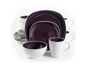 Gibson Home Chicstone 16pc Dinnerware Set in Purple and White