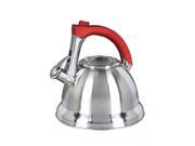 Gibson Mr. Collinsbroke 2.4qt Stainless Steel Tea Kettle with Red Handle