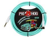 Pig Hog Seafoam Green Woven Jacket Tour Grade Instrument Cable 10 foot Right Angle
