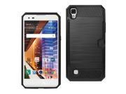 REIKO LG X STYLE TRIBUTE HD SLIM ARMOR HYBRID CASE WITH CARD HOLDER IN BLACK
