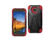 REIKO SAMSUNG GALAXY S7 ACTIVE HYBRID HEAVY DUTY CASE WITH KICKSTAND IN RED BLACK