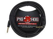 Pig Hog Black Woven Woven Jacket Tour Grade Instrument Cable 20 foot Right Angle