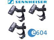 Sennheiser E604 Drum Microphone 3 Pack w Drum Rim Clips