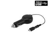 Cellet Black Retractable Car Charger with Micro USB Interchangeable Tip