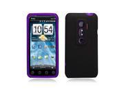 Black Hybrid Hard Case Cover w Purple Silicone Inner Case for HTC Evo 3D Evo V