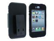 Black Hybrid Case Cover Holster Clip Stand with Logo Cutout for iPhone 4 4S