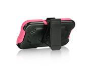 For iPhone 5 5S Pink Black Holster Combo Swivel Clip Stand Hybrid Case