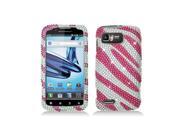 Hot Pink White Zebra Diamond Snap On Case Cover for Motorola Atrix 2 Mb865