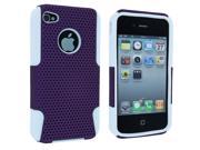 Dark Purple Hybrid Hard Case Cover w White Silicone Inner Case for iPhone 4 4S