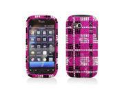 Pink with Diamond Plaid Pattern Snap On Hard Case Cover for LG Mytouch Q C800