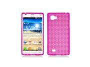 Pink with Crystal Plaid Pattern TPU Case Cover for LG Optimus 4X Hd P880