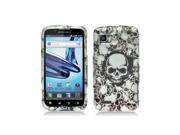 White Black Skulls Design Snap On Hard Case Cover for Motorola Atrix 2 Mb865