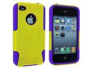 Yellow Hybrid Hard Case Cover with Purple Silicone Inner Case for iPhone 4 4S