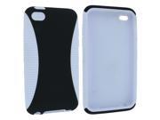 Black Hybrid Hard Case Cover with White TPU Inner Case for iPod Touch 4