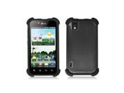 Black Hybrid Hard Case Cover with Black Silicone Inner Case for LG Marquee LS855