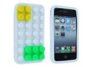 White w Yellow and Green Lego Silicone Skin Case Cover for iPhone 4 4S