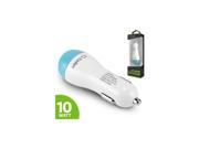 Universal High Powered Dual USB Port 10W 2.1 Amp Car Charger Adapter White Blue