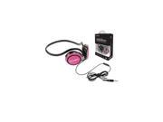 Pink 3.5mm Stereo Neckband Earhook Headset w Microphone On Off Switch