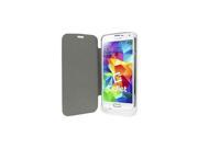 For Samsung Galaxy S5 3000mAh White Rechargeable External Power Bank Flip Case