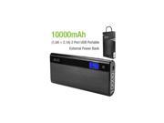 Universal Black 10000mAh 2 Port USB External Portable Battery Power Bank Charger